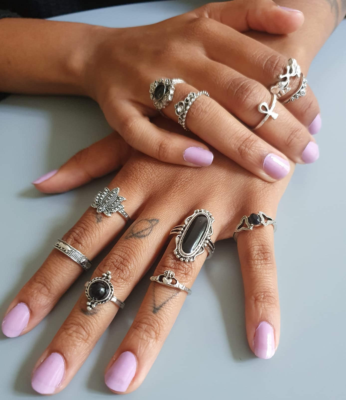 11 Antique Silver Ring Stack Set