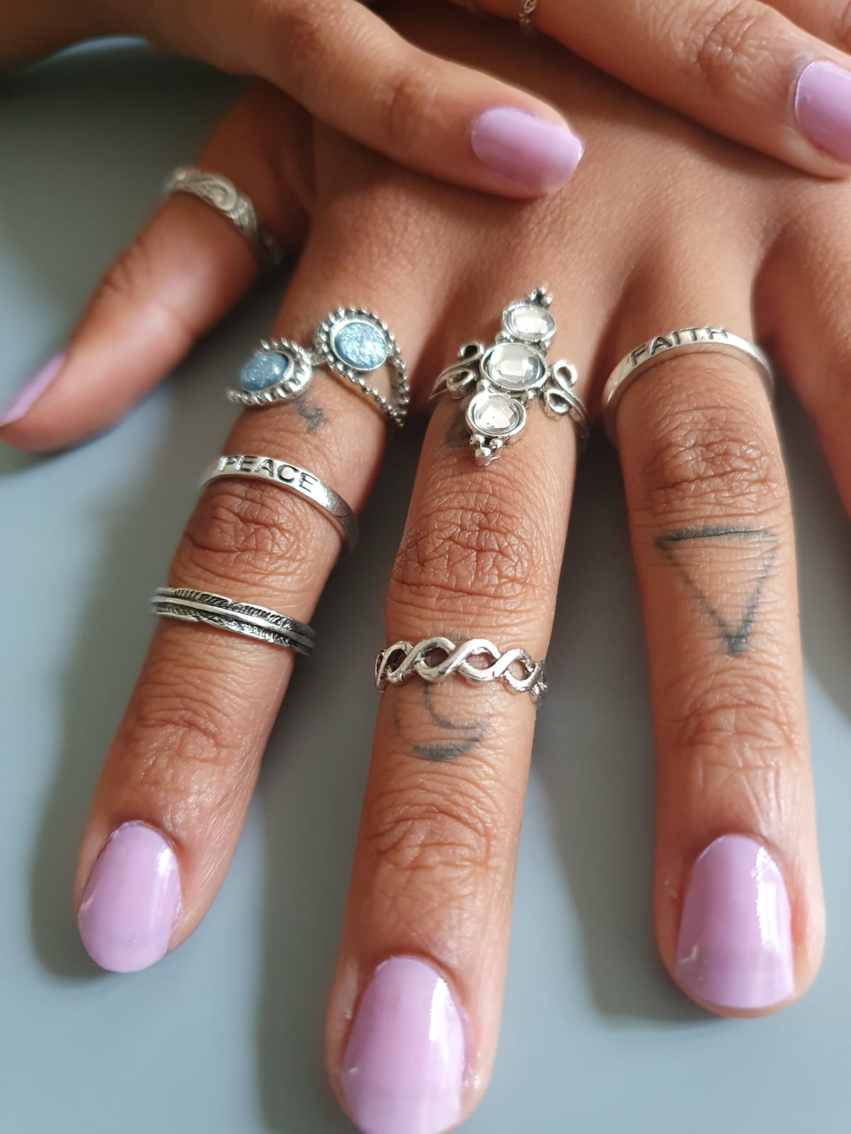 12 Antique Silver Ring Stack Set