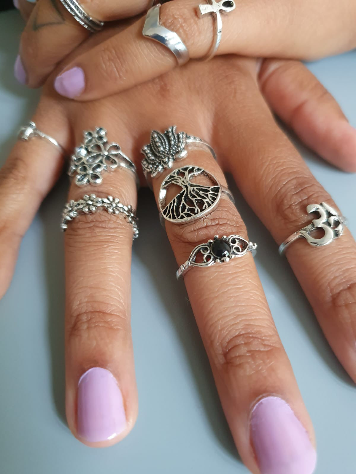 13 Antique Silver Ring Stack Set