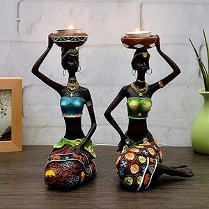 African Ladies Pair - Tealight Candle Holders