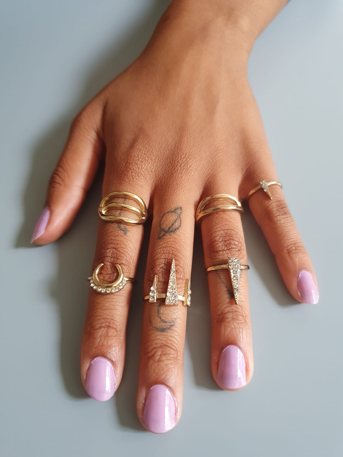 6 Gold Ring Stack Set