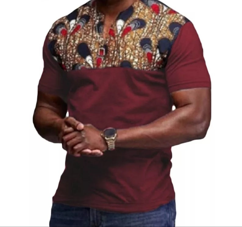 African Print Design Red Tshirts