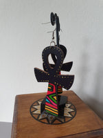 Load image into Gallery viewer, Wood Laminated Ankh Earrings
