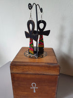 Load image into Gallery viewer, Wood Laminated Ankh Earrings
