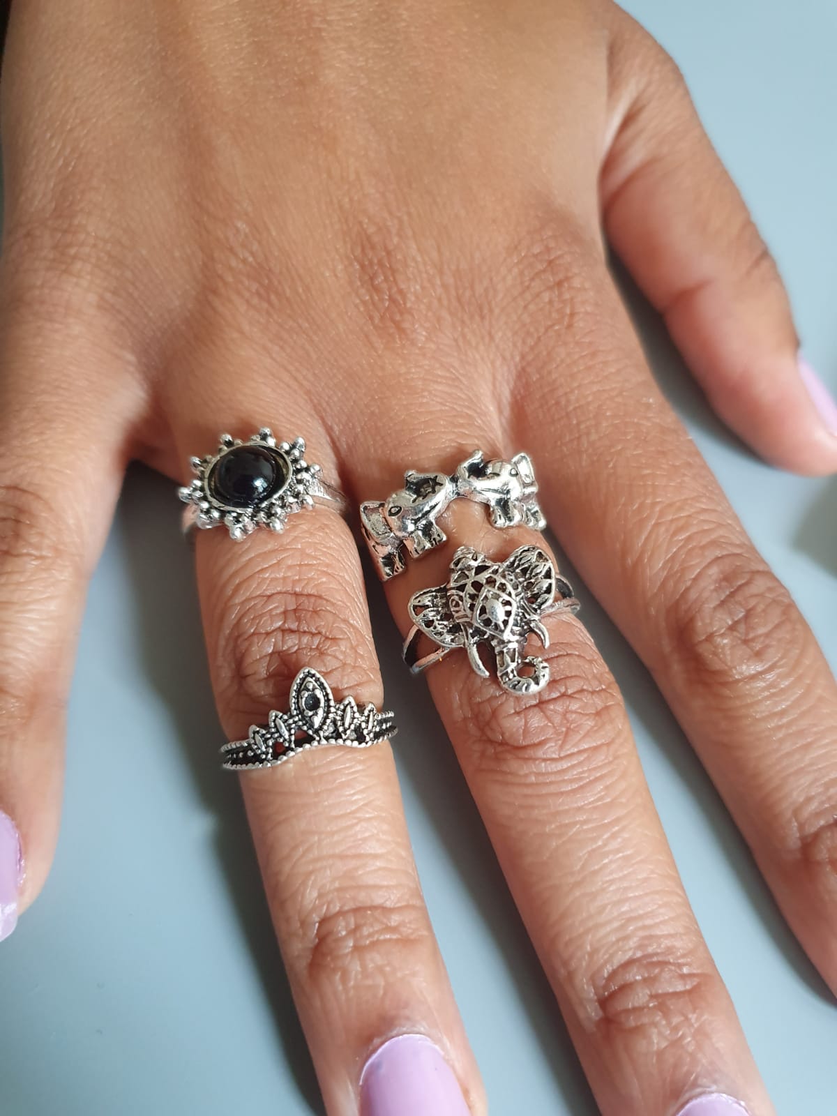 8 Antique Silver Ring stacks