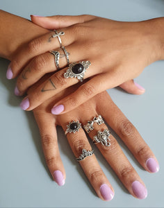 8 Antique Silver Ring stacks