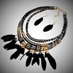 Load image into Gallery viewer, Feather Cloth Necklaces &amp; Earring
