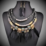 Load image into Gallery viewer, Feather Cloth Necklaces &amp; Earring
