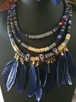 Load image into Gallery viewer, Feather Cloth Necklaces &amp; Earring
