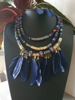 Load image into Gallery viewer, Feather Cloth Necklaces &amp; Earring
