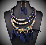 Load image into Gallery viewer, Feather Cloth Necklaces &amp; Earring
