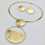 Load image into Gallery viewer, Hammered Shield Set Choker &amp; Earrings
