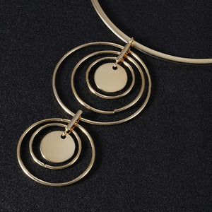 Circular Within A Circle Choker/Necklace Set