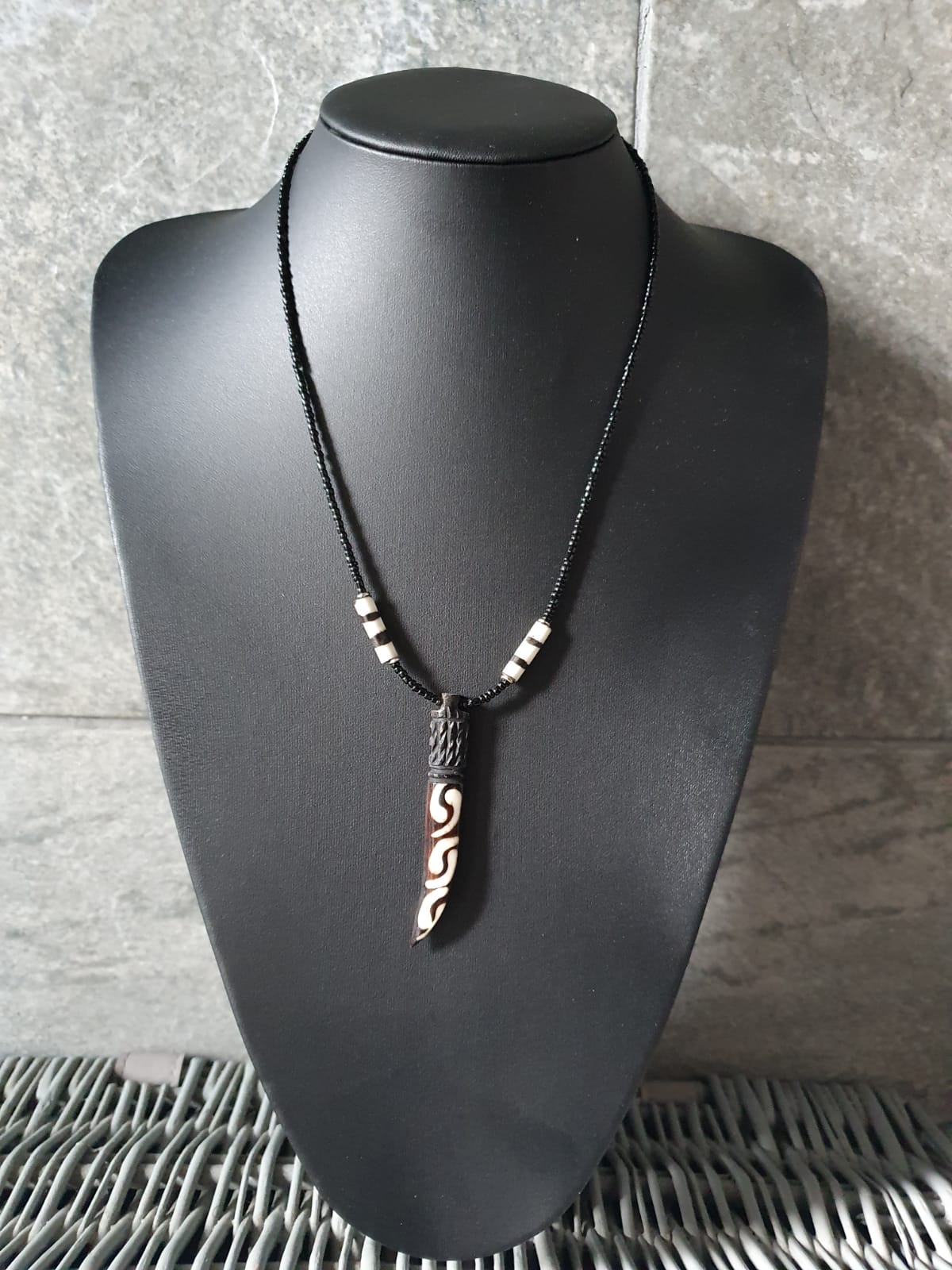 Beaded Cow Bone Necklace