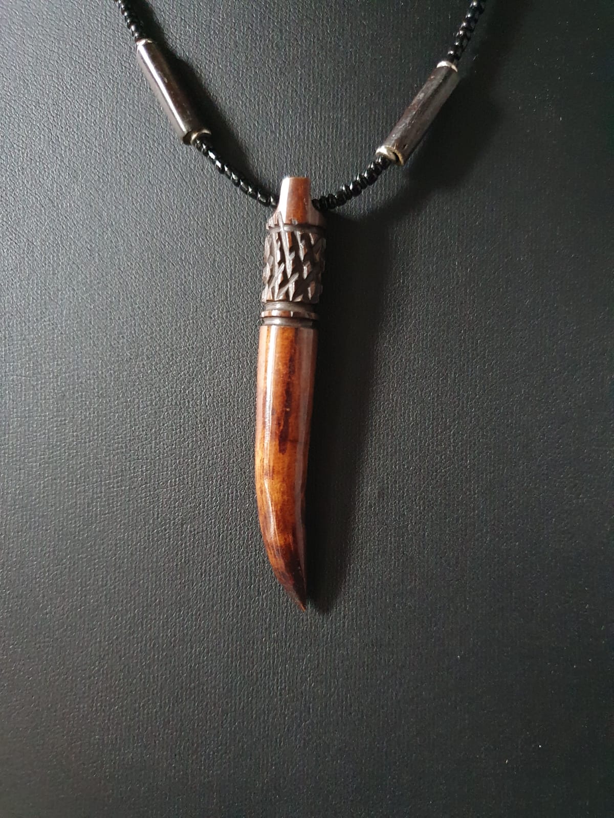 Beaded Cow Bone Necklace