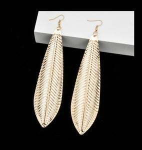 Gold Feather Bird Earrings