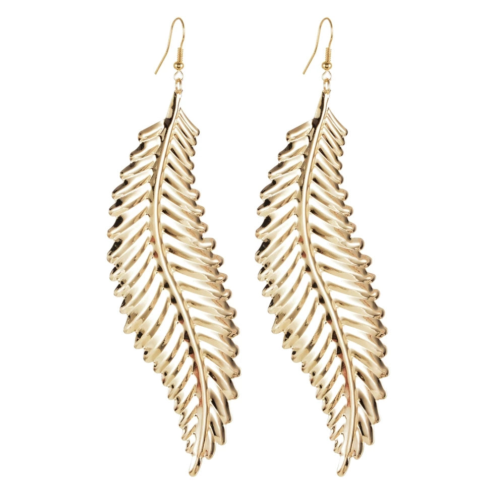 Gold Feather Bird Earrings