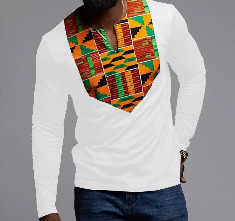 Kente Print Design Long Sleeve Top