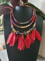 Load image into Gallery viewer, Feather Cloth Necklaces &amp; Earring
