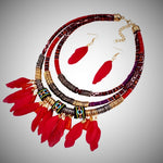 Load image into Gallery viewer, Feather Cloth Necklaces &amp; Earring
