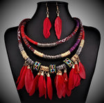 Load image into Gallery viewer, Feather Cloth Necklaces &amp; Earring
