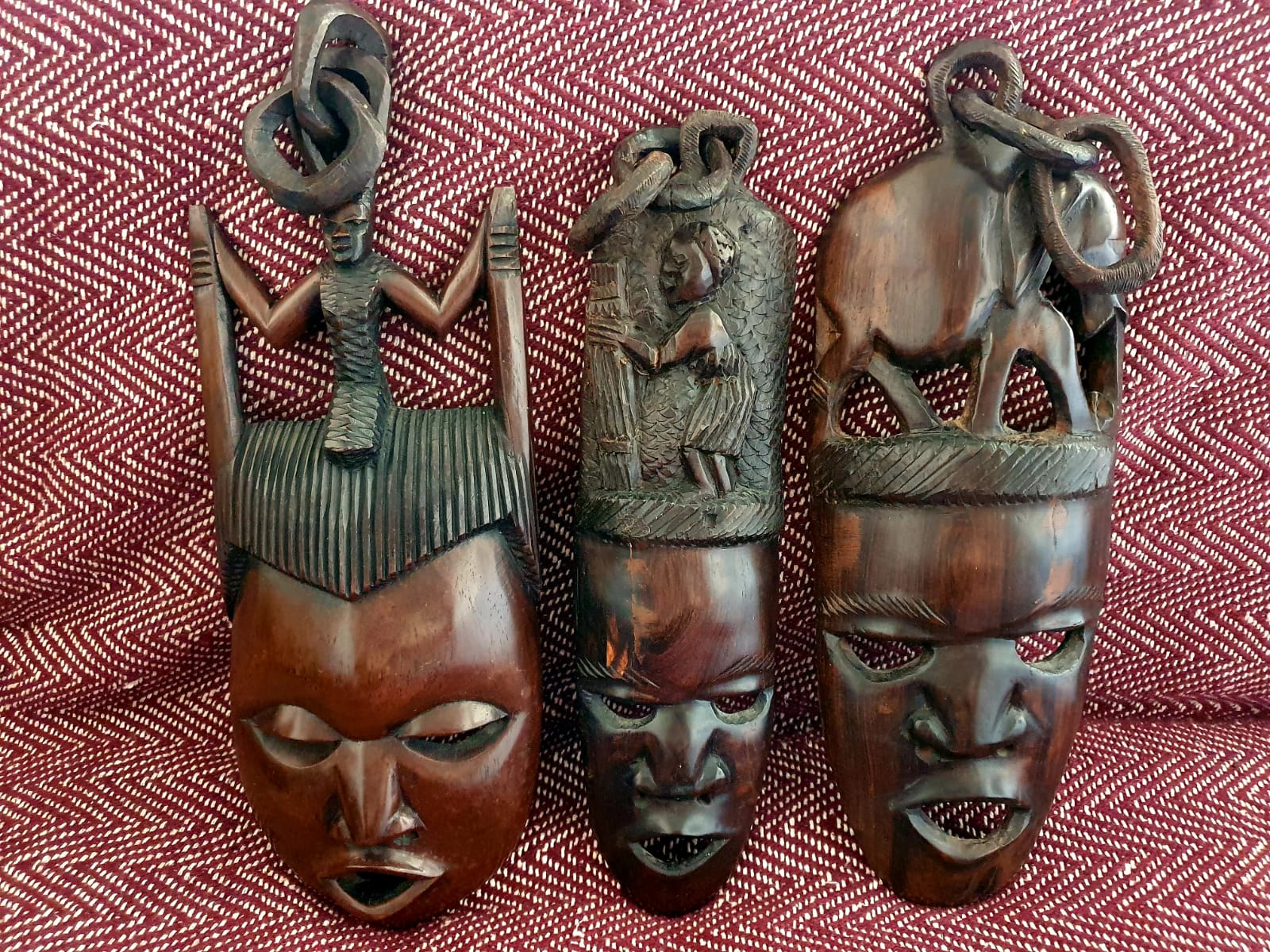 Hanging African Masks - Set of 3