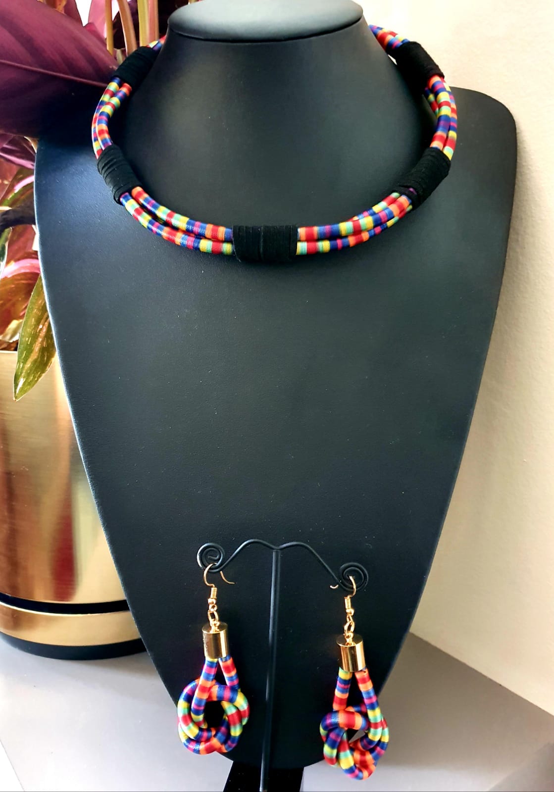 Twist Cloth Necklace & Earrings